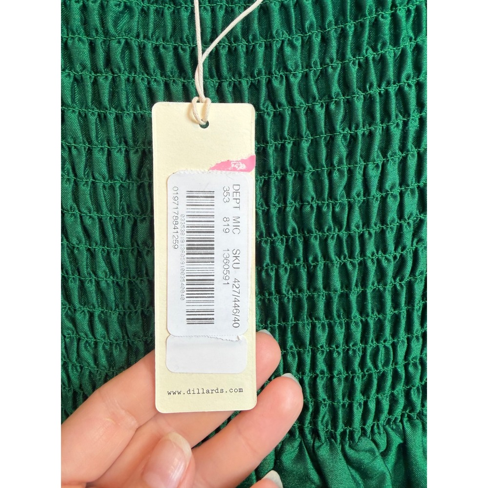 Cece Key Emerald Green Puff Sleeve Smocked Back Mini Dress CJ7929SLT1 NWT Sz M - Picture 5 of 9
